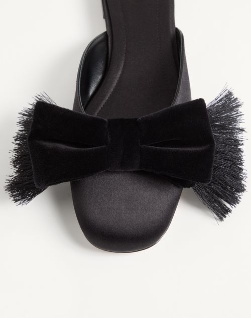 Valentino Garavani - Reinette Satin Mule - Black - Woman - Ballerinas